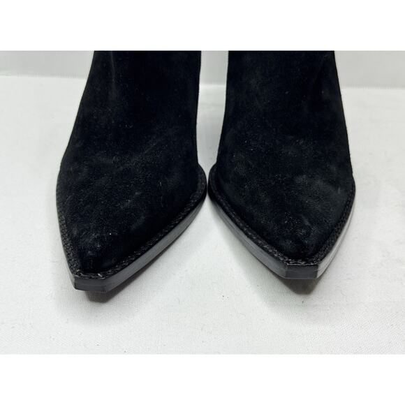Jeffrey Campbell Black Suede Western Boots Size 6 Pointed Toe Wedge Heel NEW - Picture 3 of 10